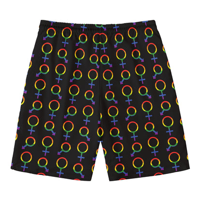 Gay Pride Gender Symbol Pattern Print Men's Swim Trunks