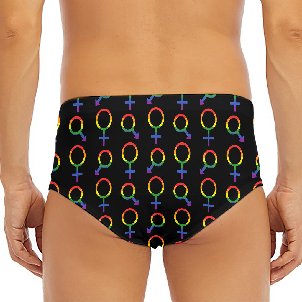 Gay Pride Gender Symbol Pattern Print Men's Triangle Swim Briefs