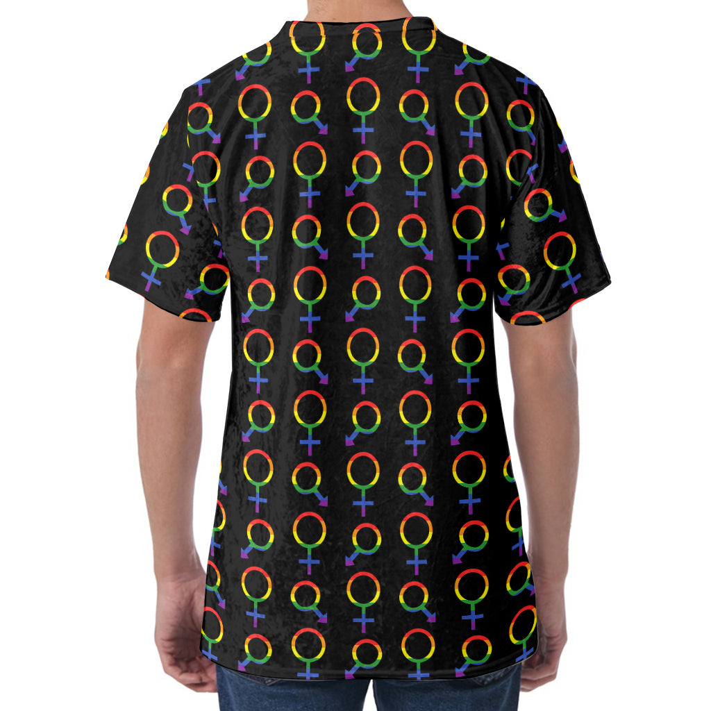 Gay Pride Gender Symbol Pattern Print Men's Velvet T-Shirt
