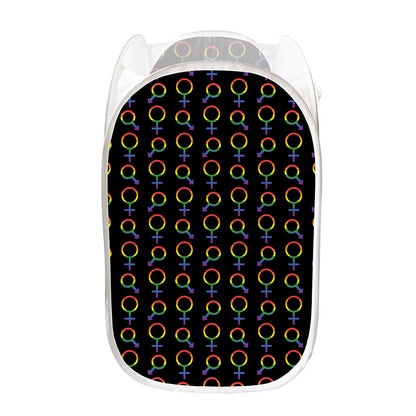Gay Pride Gender Symbol Pattern Print Mesh Laundry Hamper