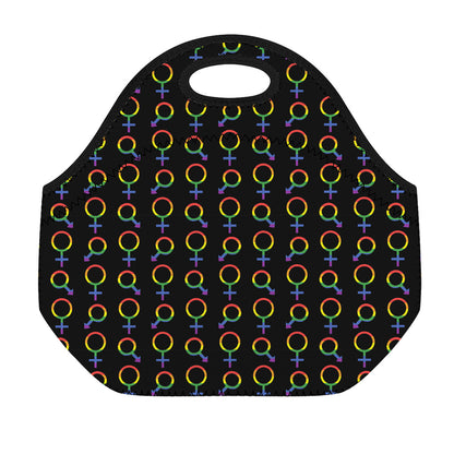 Gay Pride Gender Symbol Pattern Print Neoprene Lunch Bag