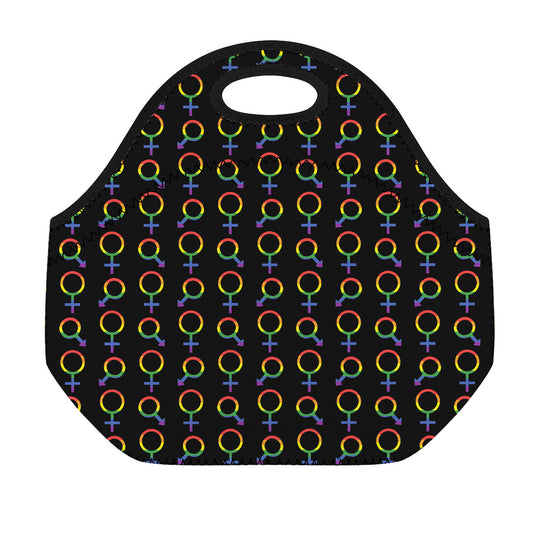 Gay Pride Gender Symbol Pattern Print Neoprene Lunch Bag