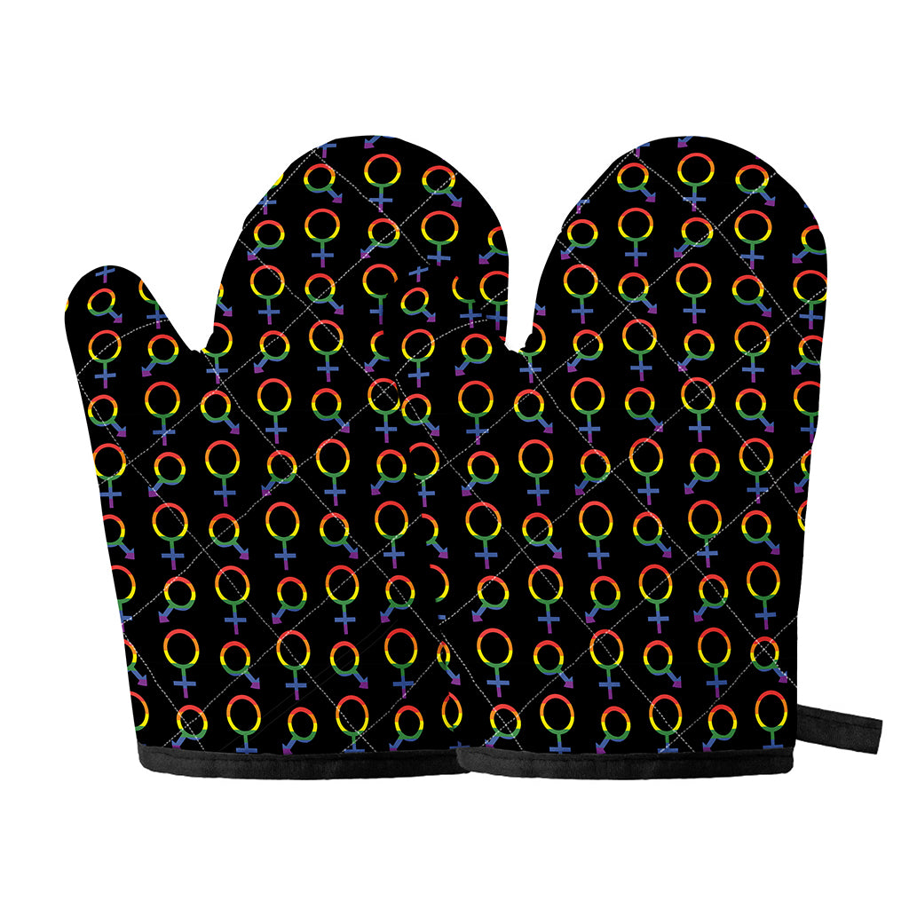 Gay Pride Gender Symbol Pattern Print Oven Mitts