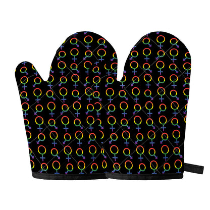 Gay Pride Gender Symbol Pattern Print Oven Mitts