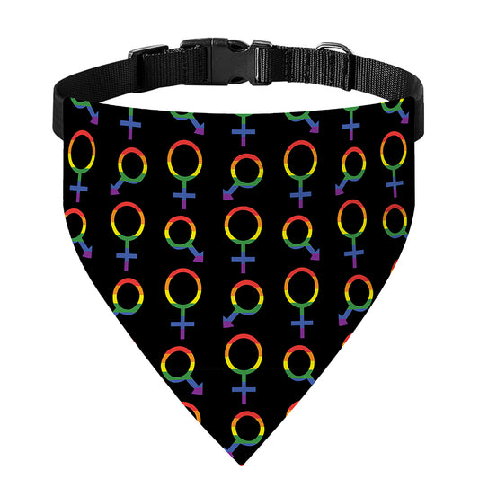 Gay Pride Gender Symbol Pattern Print Over The Collar Dog Bandana