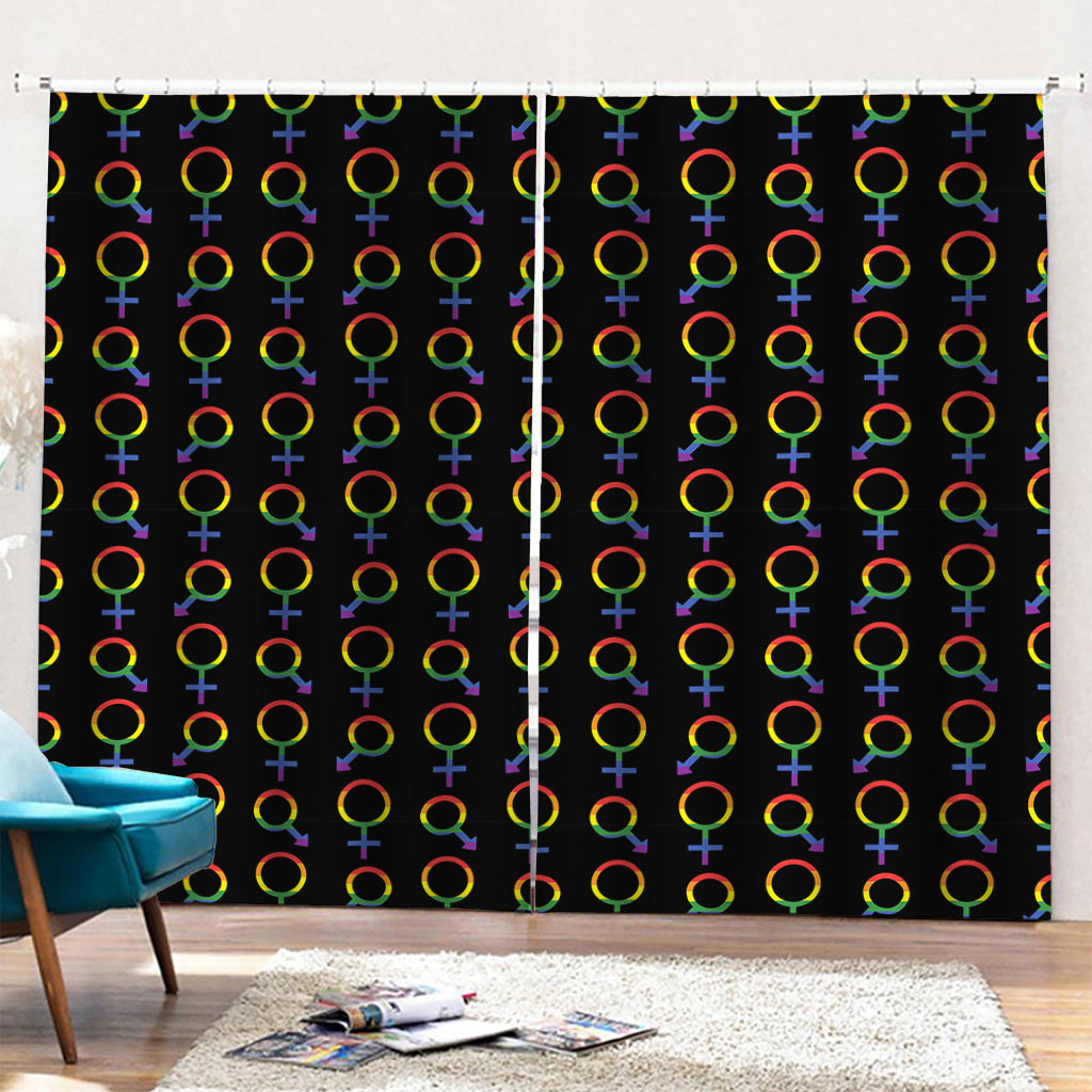 Gay Pride Gender Symbol Pattern Print Pencil Pleat Curtains