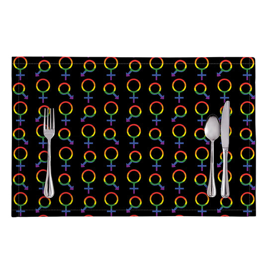Gay Pride Gender Symbol Pattern Print Placemat