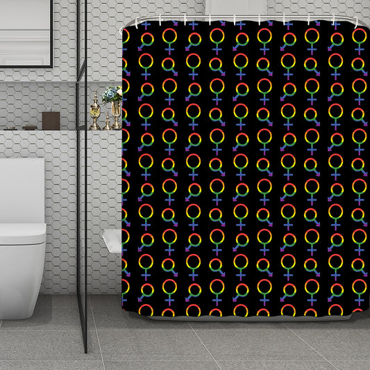 Gay Pride Gender Symbol Pattern Print Polyester Shower Curtain