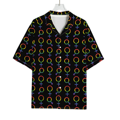 Gay Pride Gender Symbol Pattern Print Rayon Hawaiian Shirt