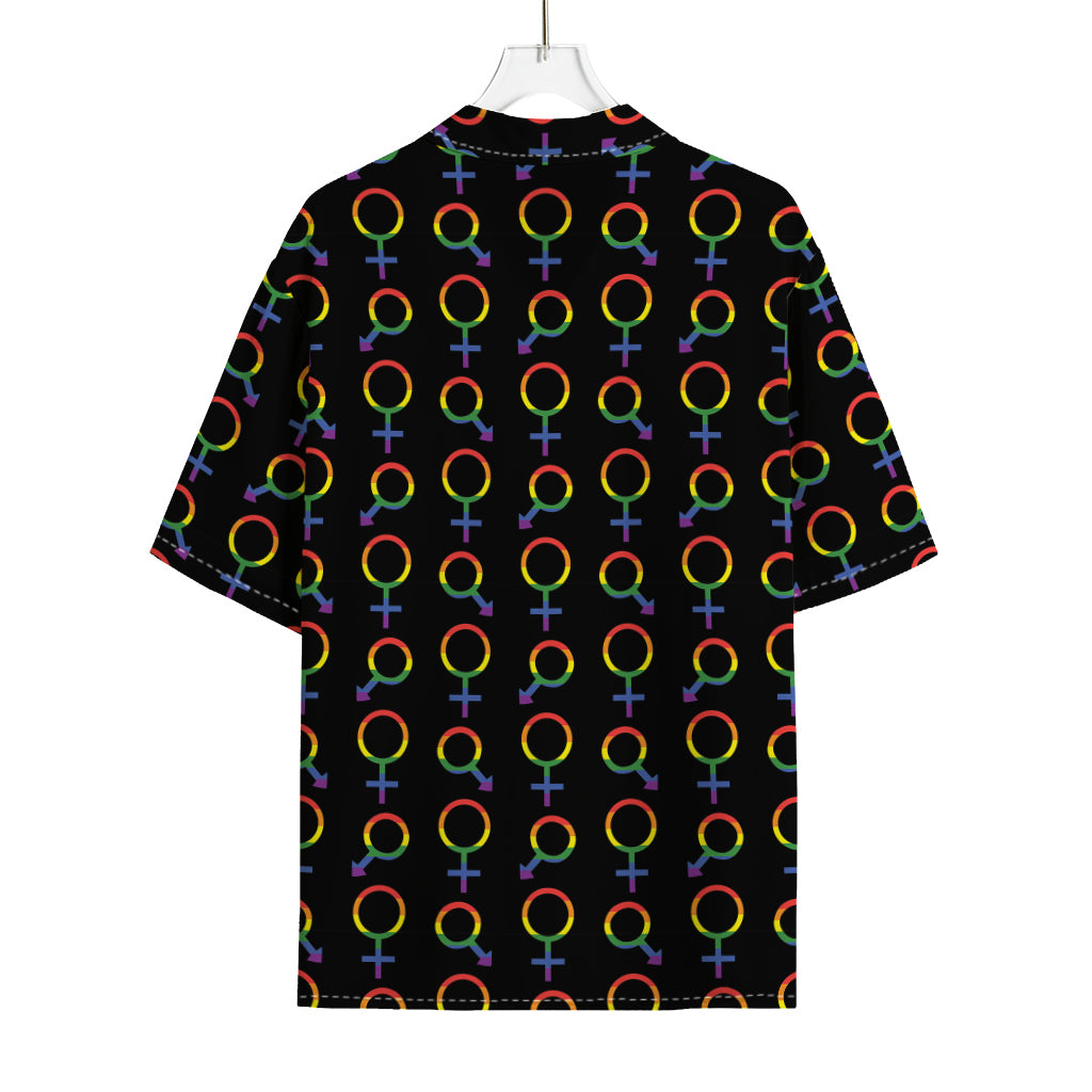 Gay Pride Gender Symbol Pattern Print Rayon Hawaiian Shirt