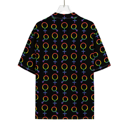 Gay Pride Gender Symbol Pattern Print Rayon Hawaiian Shirt