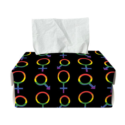 Gay Pride Gender Symbol Pattern Print Rectangle Tissue Box Cover