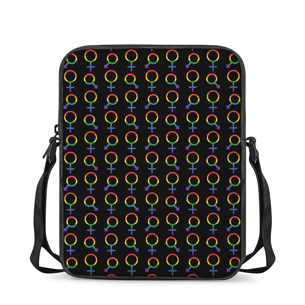 Gay Pride Gender Symbol Pattern Print Rectangular Crossbody Bag