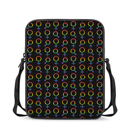 Gay Pride Gender Symbol Pattern Print Rectangular Crossbody Bag