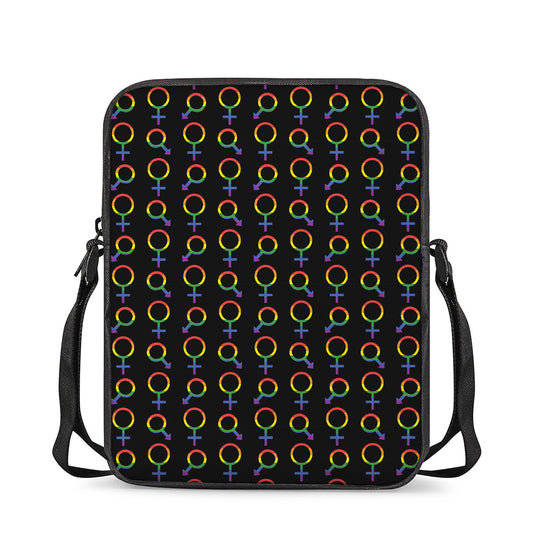 Gay Pride Gender Symbol Pattern Print Rectangular Crossbody Bag