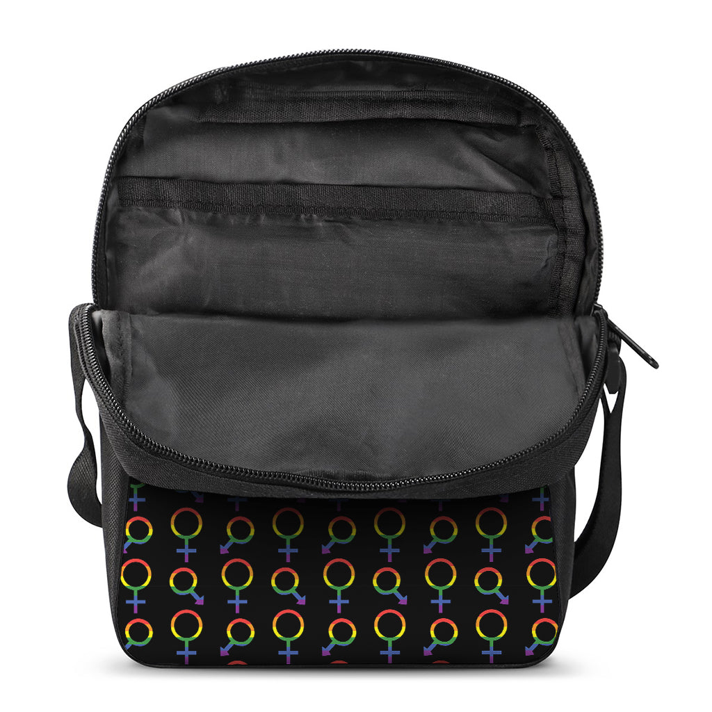 Gay Pride Gender Symbol Pattern Print Rectangular Crossbody Bag