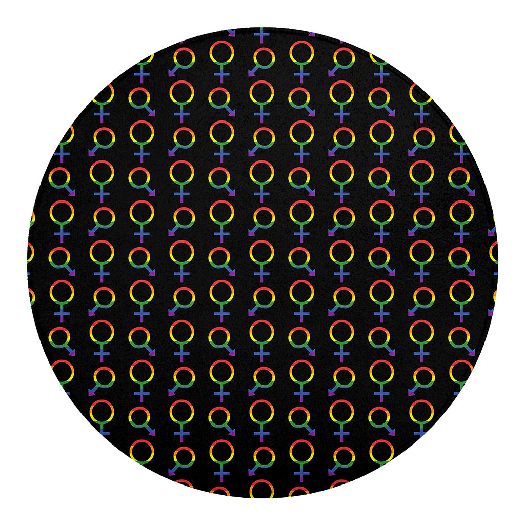 Gay Pride Gender Symbol Pattern Print Round Blanket