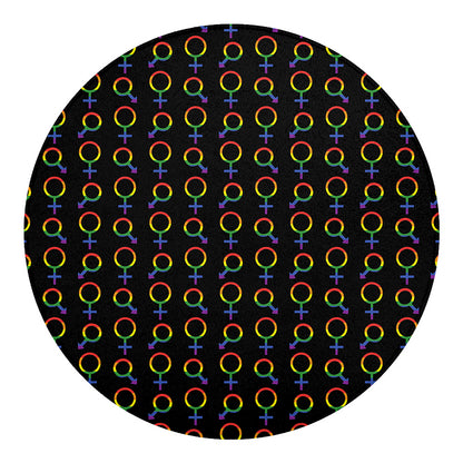 Gay Pride Gender Symbol Pattern Print Round Blanket
