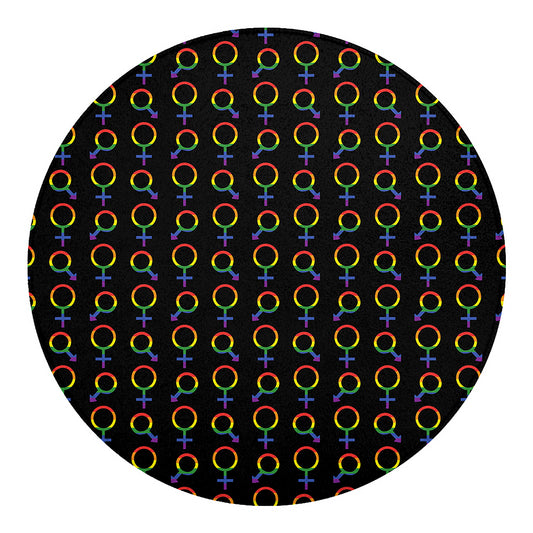 Gay Pride Gender Symbol Pattern Print Round Blanket