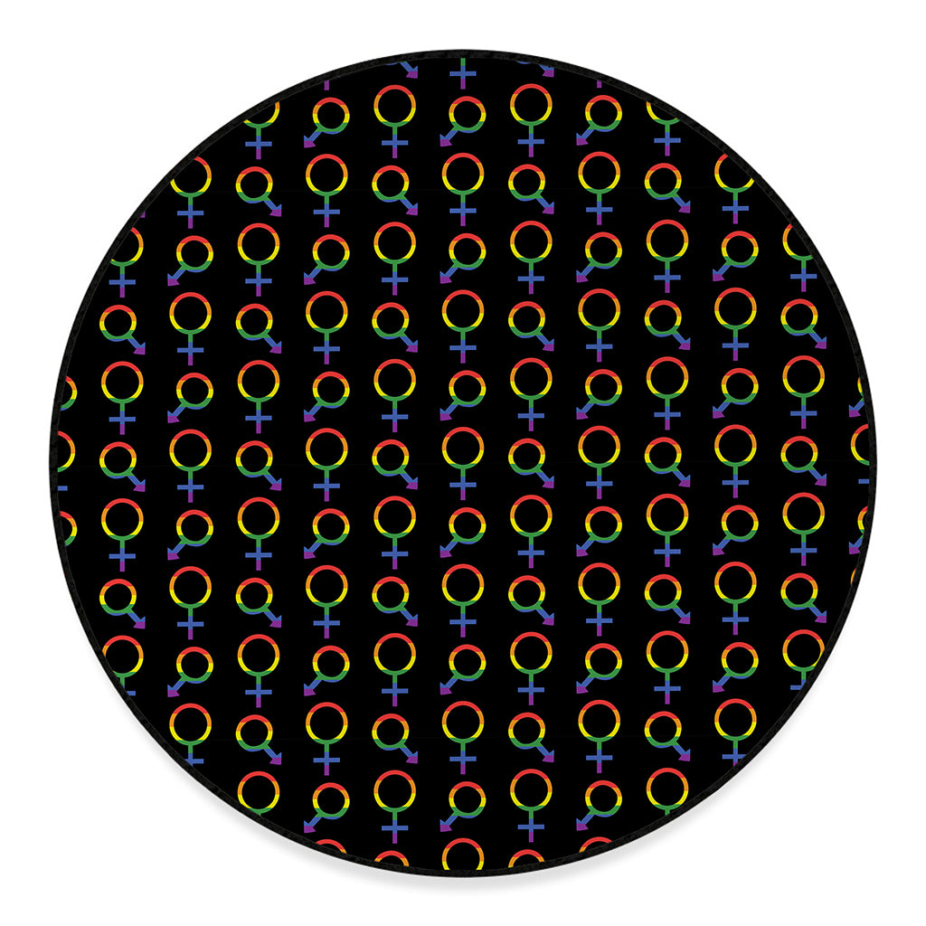 Gay Pride Gender Symbol Pattern Print Round Floor Mat