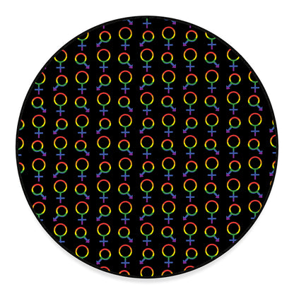Gay Pride Gender Symbol Pattern Print Round Floor Mat