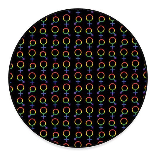 Gay Pride Gender Symbol Pattern Print Round Floor Mat