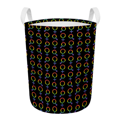 Gay Pride Gender Symbol Pattern Print Round Laundry Basket