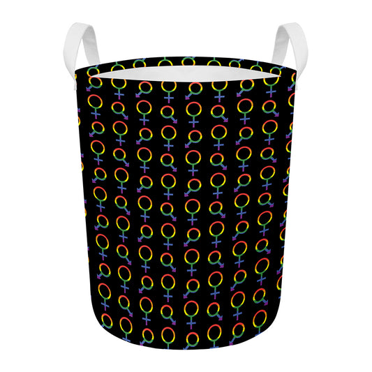 Gay Pride Gender Symbol Pattern Print Round Laundry Basket