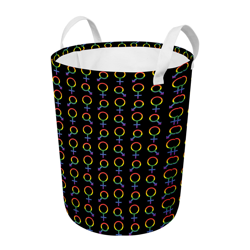 Gay Pride Gender Symbol Pattern Print Round Laundry Basket