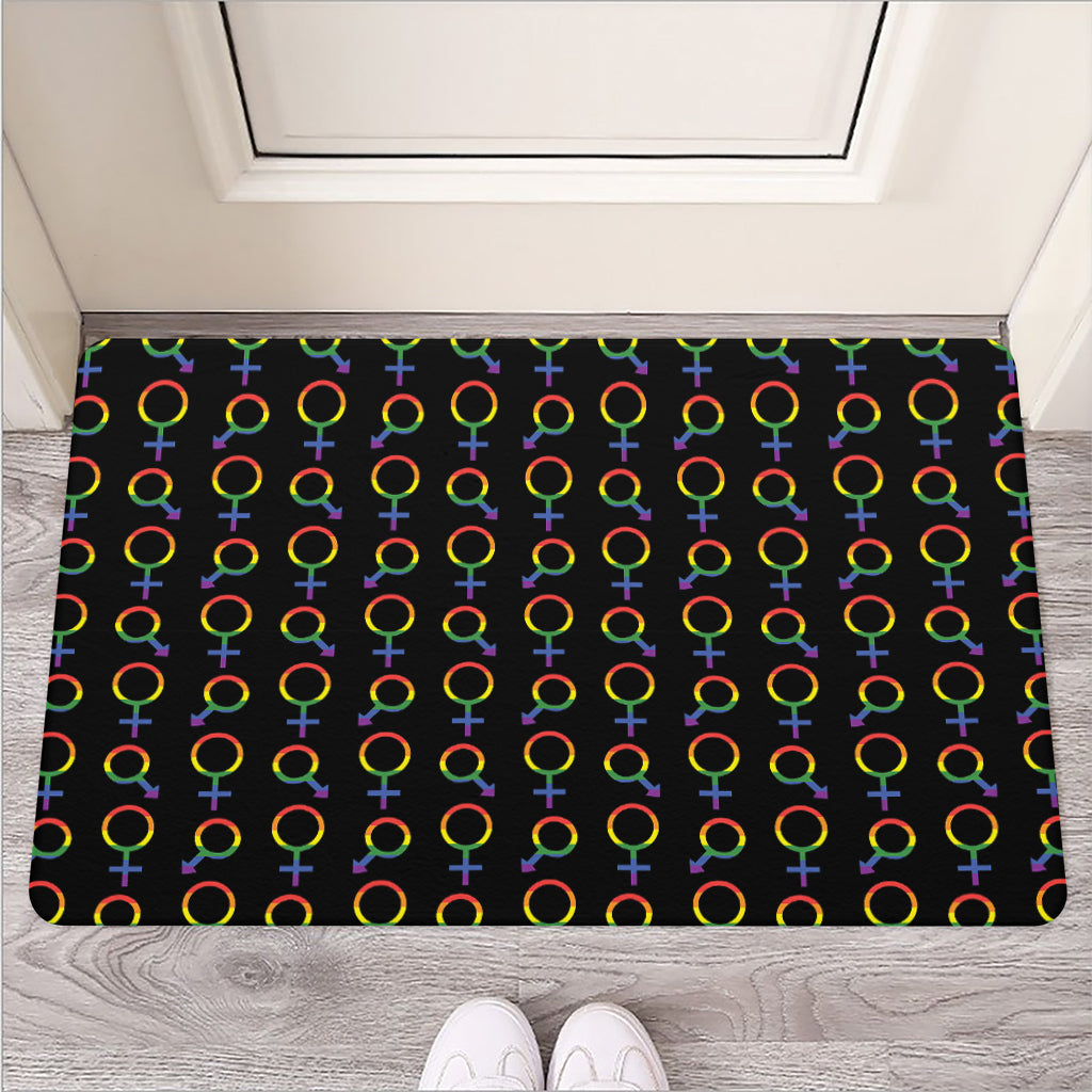 Gay Pride Gender Symbol Pattern Print Rubber Doormat
