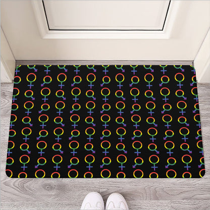 Gay Pride Gender Symbol Pattern Print Rubber Doormat