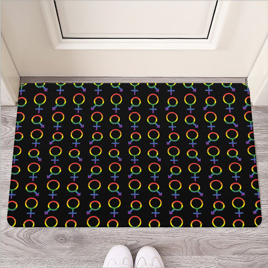 Gay Pride Gender Symbol Pattern Print Rubber Doormat
