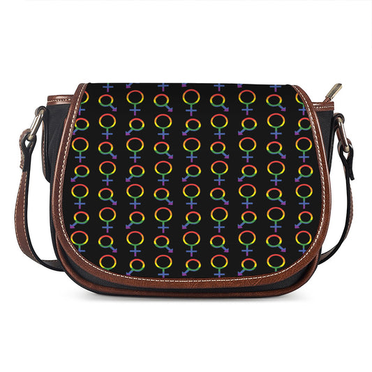 Gay Pride Gender Symbol Pattern Print Saddle Bag