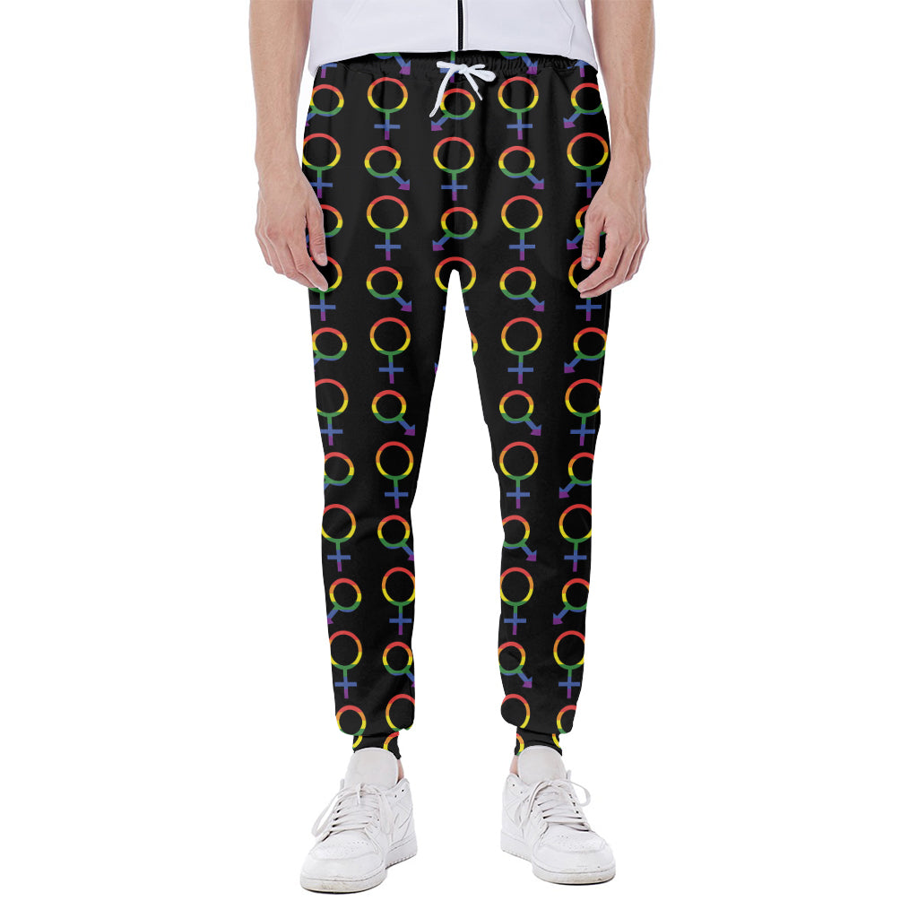 Gay Pride Gender Symbol Pattern Print Scuba Joggers