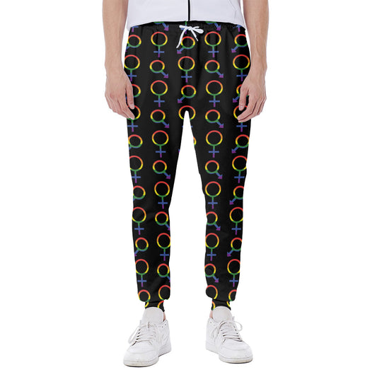Gay Pride Gender Symbol Pattern Print Scuba Joggers
