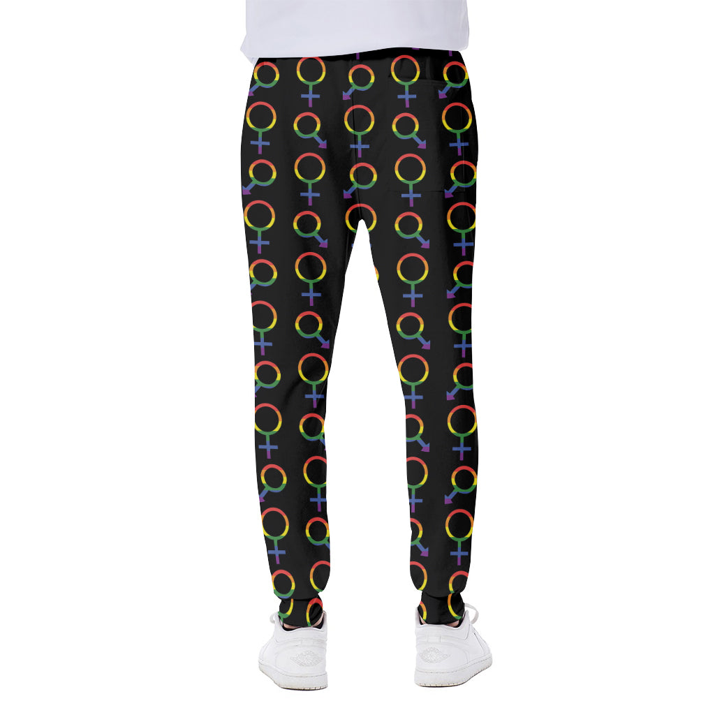 Gay Pride Gender Symbol Pattern Print Scuba Joggers