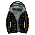 Gay Pride Gender Symbol Pattern Print Sherpa Lined Zip Up Hoodie