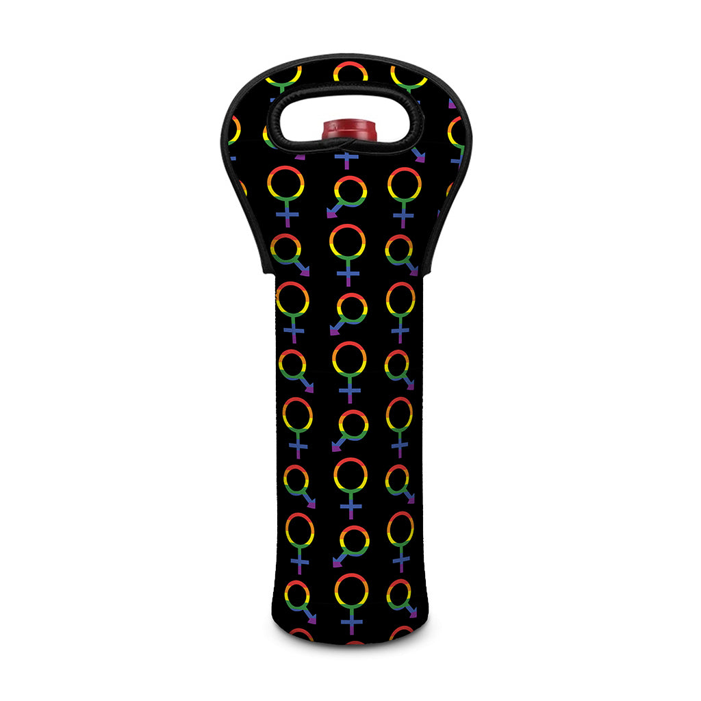 Gay Pride Gender Symbol Pattern Print Single Neoprene Wine Tote