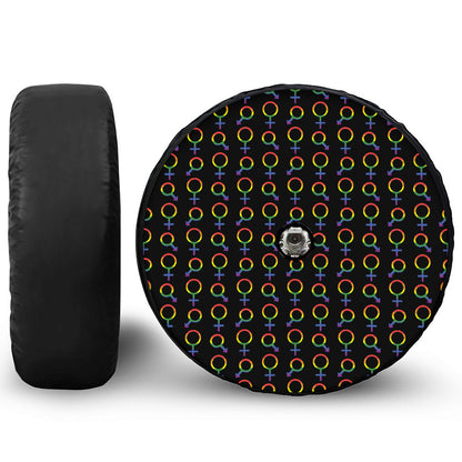Gay Pride Gender Symbol Pattern Print Tire Cover With Camera Hole
