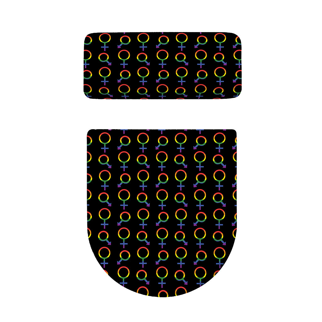 Gay Pride Gender Symbol Pattern Print Toilet Lid And Tank Cover Set