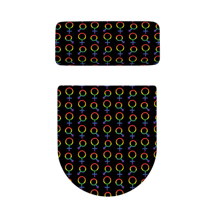 Gay Pride Gender Symbol Pattern Print Toilet Lid And Tank Cover Set