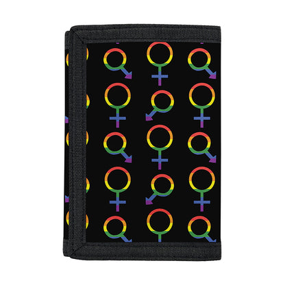 Gay Pride Gender Symbol Pattern Print Trifold Wallet