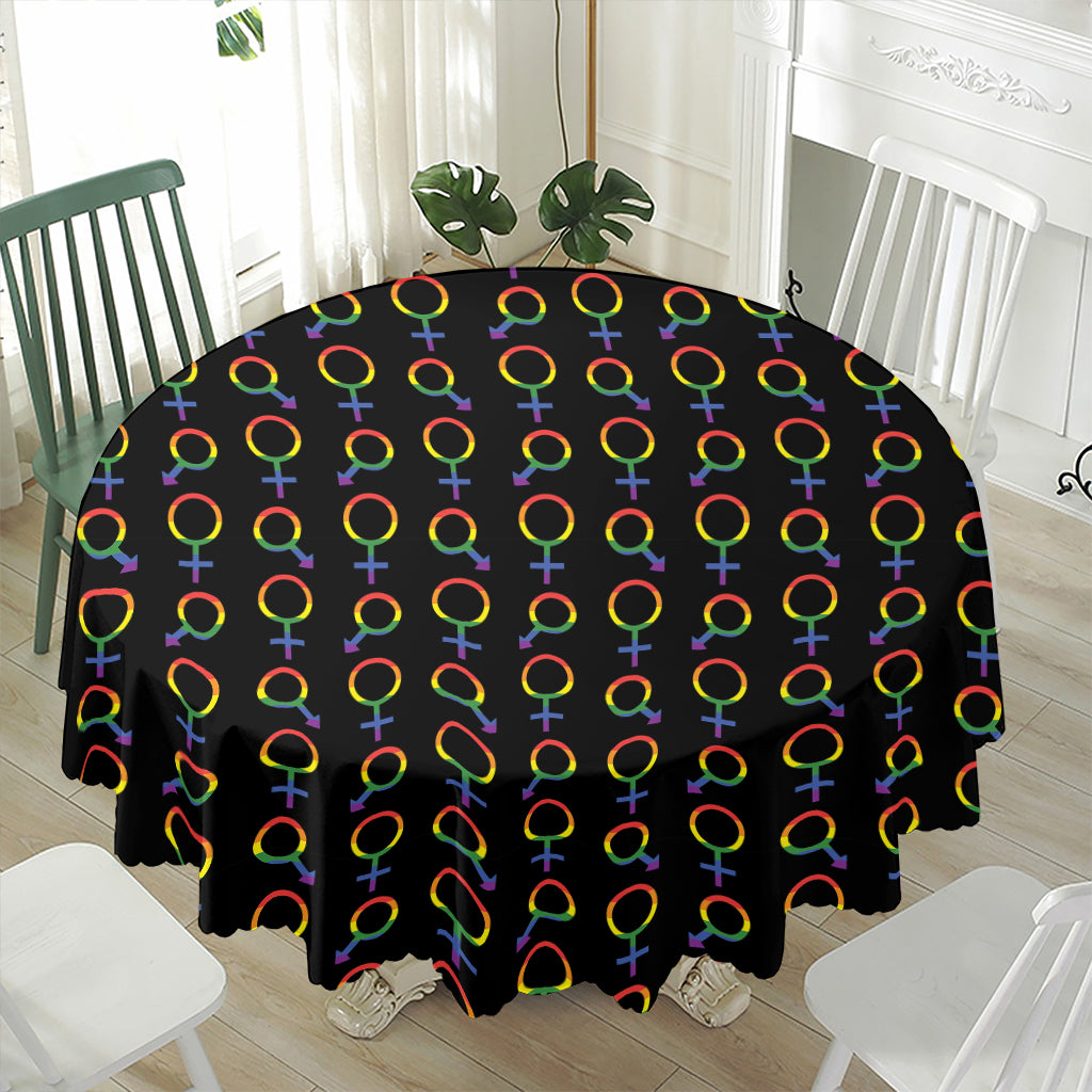 Gay Pride Gender Symbol Pattern Print Waterproof Round Tablecloth