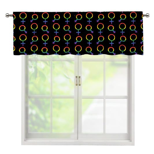 Gay Pride Gender Symbol Pattern Print Window Valance