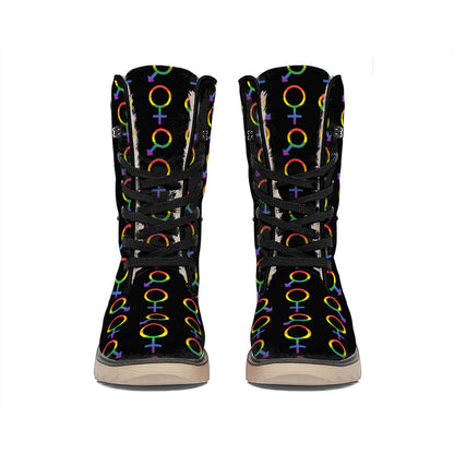 Gay Pride Gender Symbol Pattern Print Winter Boots