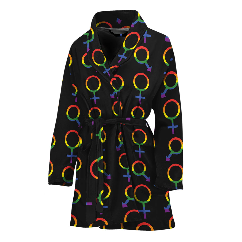 Gay Pride Gender Symbol Pattern Print Women's Bathrobe