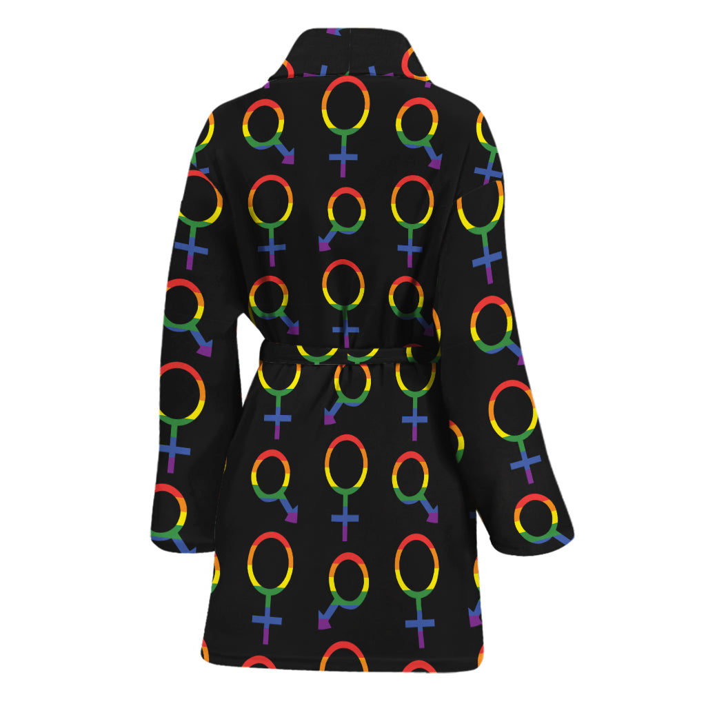 Gay Pride Gender Symbol Pattern Print Women's Bathrobe