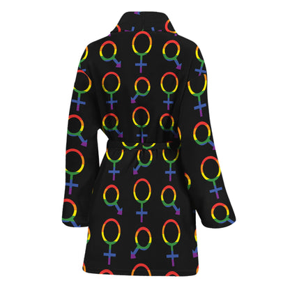 Gay Pride Gender Symbol Pattern Print Women's Bathrobe