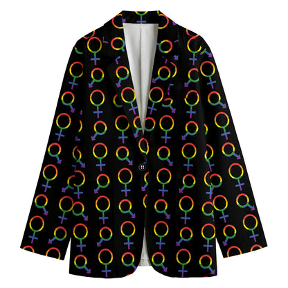 Gay Pride Gender Symbol Pattern Print Women's Blazer