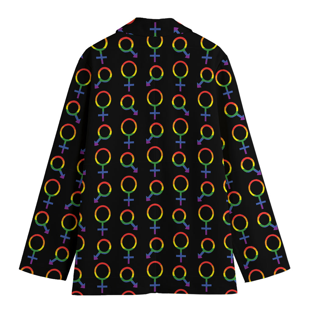 Gay Pride Gender Symbol Pattern Print Women's Cotton Blazer